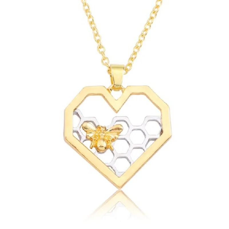 Trendy Chic Gold Silver Insect Bee Necklace Heart Hollow Honeycomb bees Necklaces & Pendants Women Animal Jewelry Drop Shipping
Trendy Chic Gold Silver Insect Bee Necklace Heart Hollow Honeycomb bees Necklaces & Pendants Women Animal Jewelry Drop Shipping