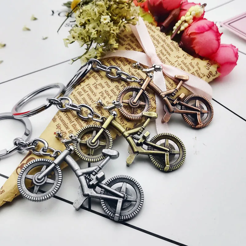 

200pcs Zinc Alloy Retro Bicycle Shaped Keychains Metal Bike Keyrings for Sports Gifts Wedding Party Favor ZA6572