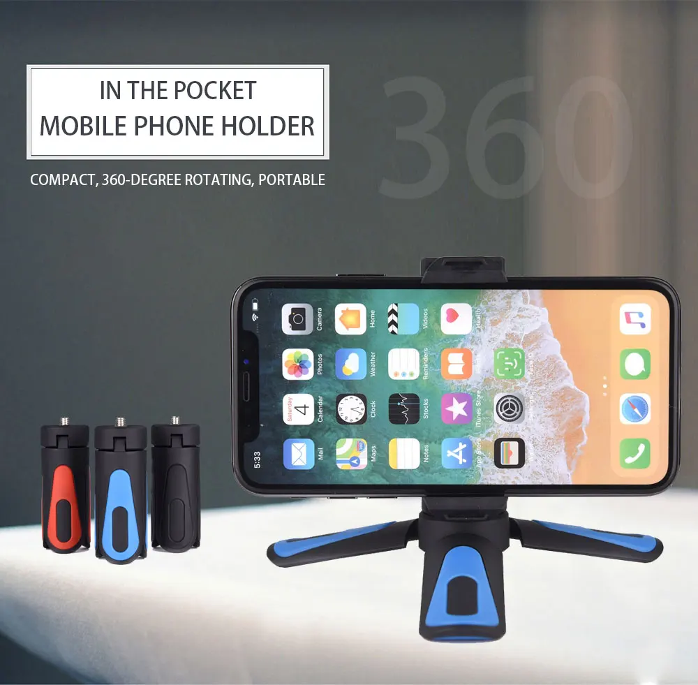 Ascromy flexible mini Portable tripod Phone stand Holder adapter For iphone X 8 7 Plus Xiaomi redmi note 7 pro Camera Camcorder (1)