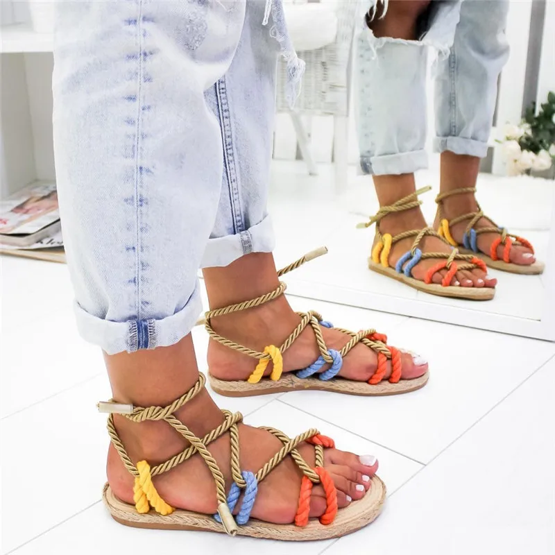 Women Sandals Summer Slippers Strap Non-slip Beach Shoes Woman Flat Sandals Hemp Rope Lace Up Gladiator Sandals
Women Sandals Summer Slippers Strap Non-slip Beach Shoes Woman Flat Sandals Hemp Rope Lace Up Gladiator Sandals