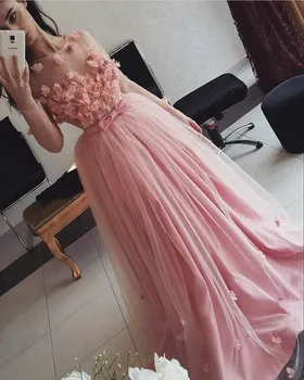 Pink Long Sleeves Prom Dress 2019 3D Flowers Floor Length Illusion Women Evening Dresses Custom Princess Special Evening Gowns
Pink Long Sleeves Prom Dress 2019 3D Flowers Floor Length Illusion Women Evening Dresses Custom Princess Special Evening Gowns