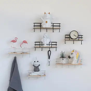 Creative Iron Wood Storage Rack Wall Mounted Hanging Shelf Storage Organization With Hook Kitchen Bathroom Decoration Holder
Creative Iron Wood Storage Rack Wall Mounted Hanging Shelf Storage Organization With Hook Kitchen Bathroom Decoration Holder