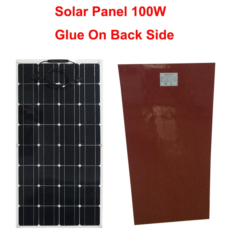 100W Flexible Solar Panel 12v With Adhesive Glue On Back Side Battery Charger For RV Boat Caravan Home Car System Kit
100W Flexible Solar Panel 12v With Adhesive Glue On Back Side Battery Charger For RV Boat Caravan Home Car System Kit