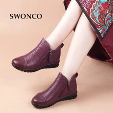 SWONCO Genuine Leather Women Boots 2018 Winter Warm Plush Ladies Ankle Boot Shoes Women Boots Leather Mother Winter Boot Shoes 
SWONCO Genuine Leather Women Boots 2018 Winter Warm Plush Ladies Ankle Boot Shoes Women Boots Leather Mother Winter Boot Shoes