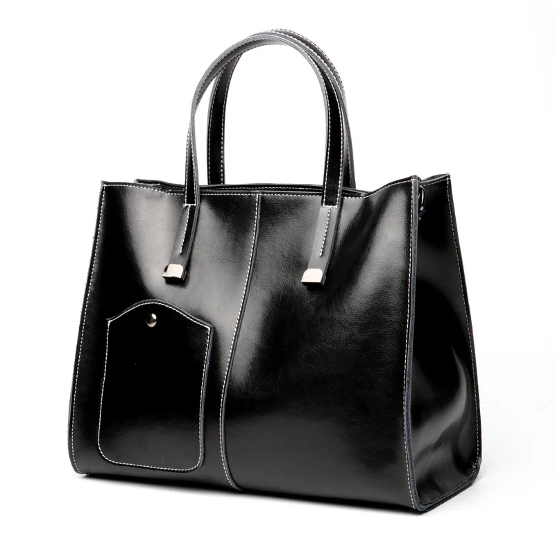 

Ms. new stylish atmospheric minimalist leather diagonal shoulder bag Cross-section square oil wax leather large-capacity handbag