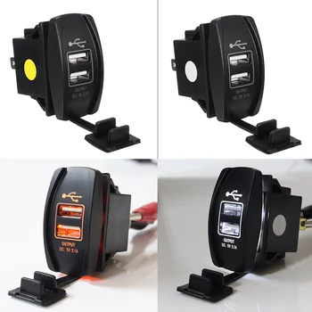 12V/24V Car Truck Boat Orange LED Backlit 2 USB Charger 5V 3.1A Rocker Switch for Car Motorcycle Electric Car ATV Boat
12V/24V Car Truck Boat Orange LED Backlit 2 USB Charger 5V 3.1A Rocker Switch for Car Motorcycle Electric Car ATV Boat