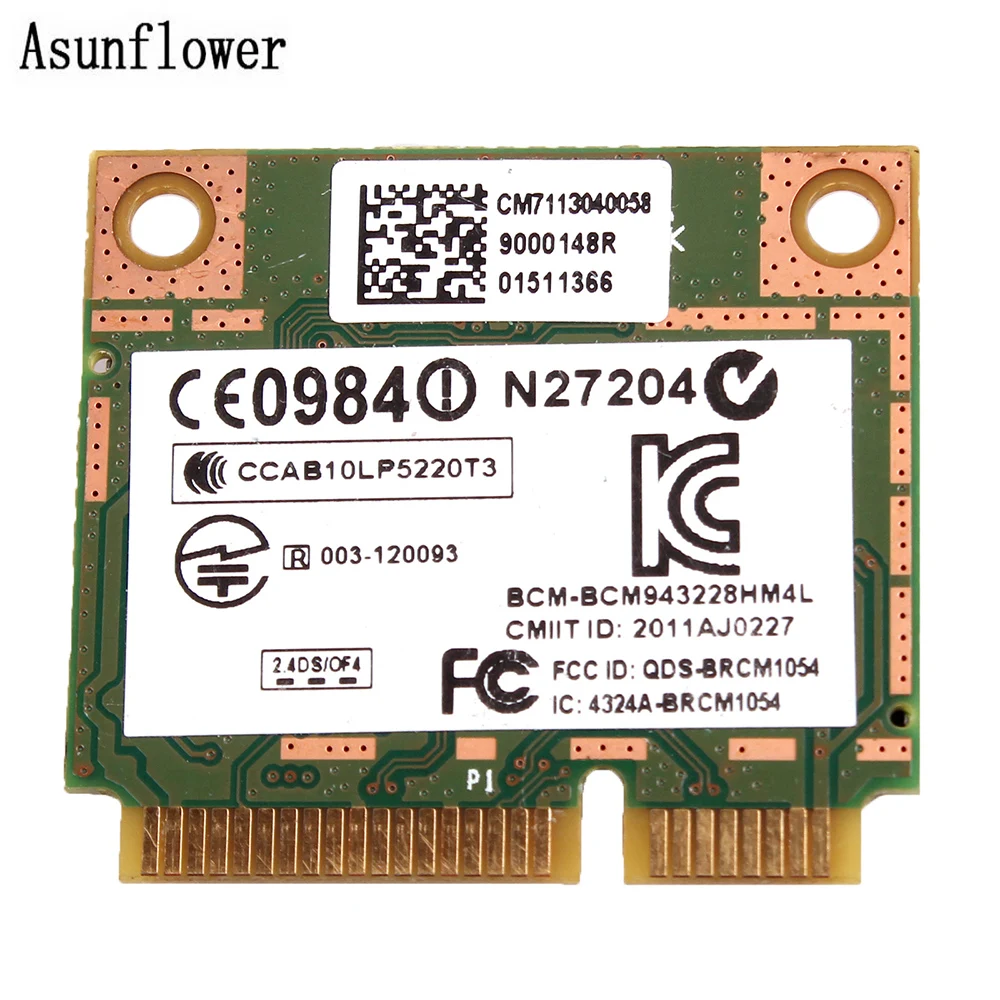 Wireless Adapter Card BCM943228HM4L 802.1a/b/g N Dual-Band Half Mini WIFI PCI-E Card
Wireless Adapter Card BCM943228HM4L 802.1a/b/g N Dual-Band Half Mini WIFI PCI-E Card