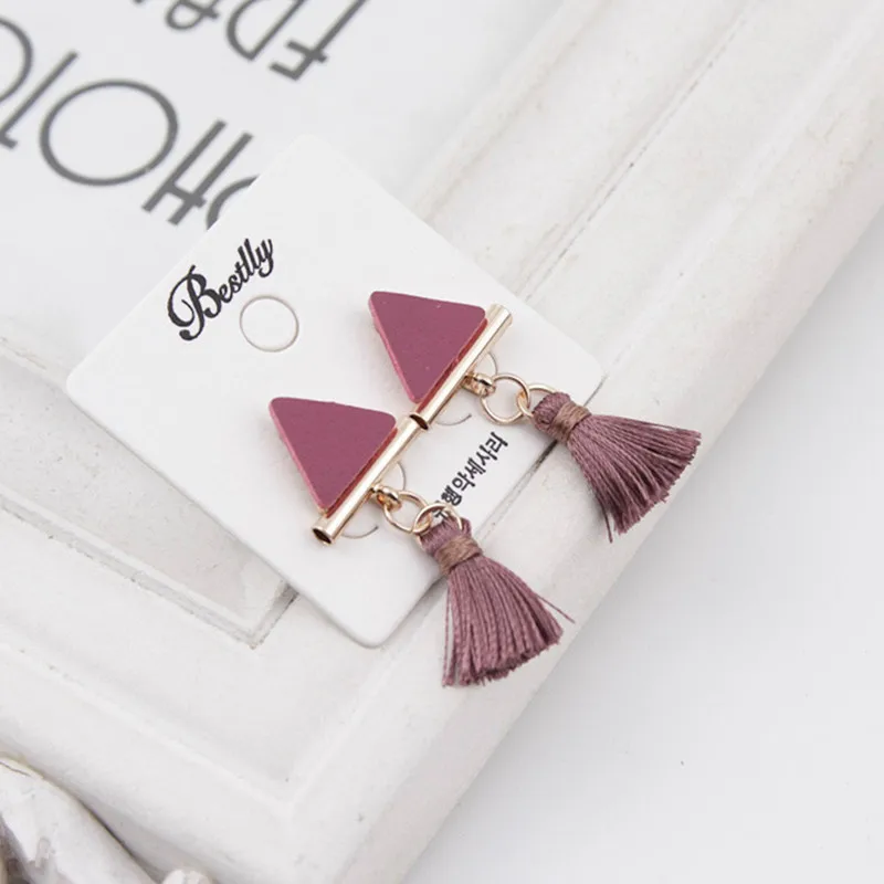 Boho Cute Tiny Triangle Thread Tassel Earring Faux Suede Fabric Drop Dangle Earrings for Women Fashion Jewelry Gift 6C1033
Boho Cute Tiny Triangle Thread Tassel Earring Faux Suede Fabric Drop Dangle Earrings for Women Fashion Jewelry Gift 6C1033