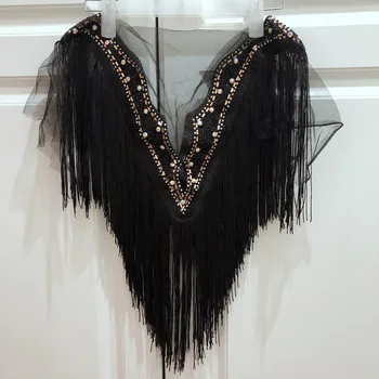 hot sale black polyester fringe new wedding embroidered crystal rhinestone collar necklace with tassels appliques
hot sale black polyester fringe new wedding embroidered crystal rhinestone collar necklace with tassels appliques
