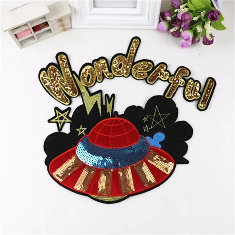 1PC Wonderful Stars UFO Sequined Patches Sew on Embroidery Patch Badge DIY Garment Accessories Flying Saucer Appliques
1PC Wonderful Stars UFO Sequined Patches Sew on Embroidery Patch Badge DIY Garment Accessories Flying Saucer Appliques