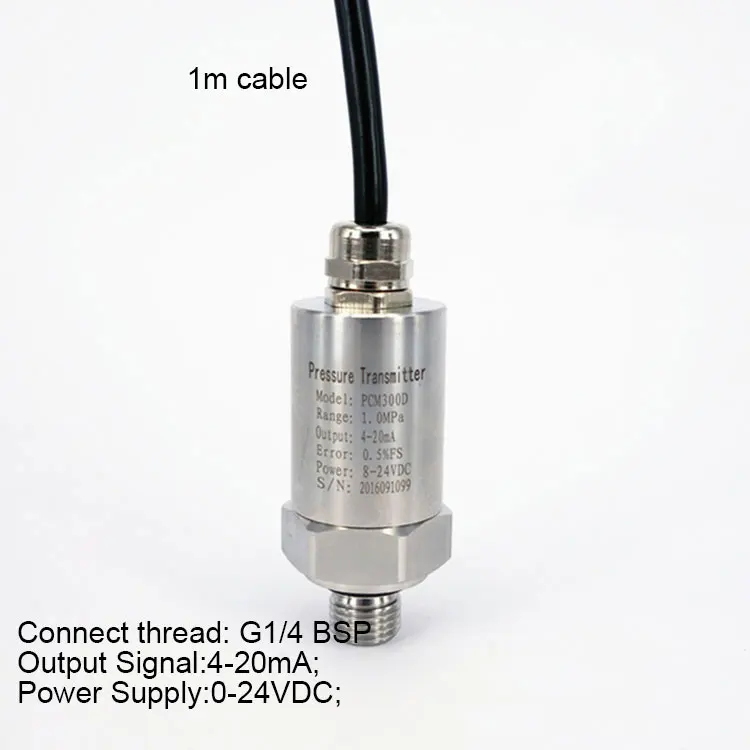 0-0.2Mpa/100Mpa(14500PSI) for choice Silicon Pressure Transmitter Pressure Transducer with 1M cable G1/4 4-20mA output
0-0.2Mpa/100Mpa(14500PSI) for choice Silicon Pressure Transmitter Pressure Transducer with 1M cable G1/4 4-20mA output