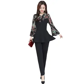 2019 New Spring Autumn Two Pieces Set Women Elegant Floral Printing Long Sleeve Tops With Slim Thin Pants Sets Plus Size 5XL J27
2019 New Spring Autumn Two Pieces Set Women Elegant Floral Printing Long Sleeve Tops With Slim Thin Pants Sets Plus Size 5XL J27