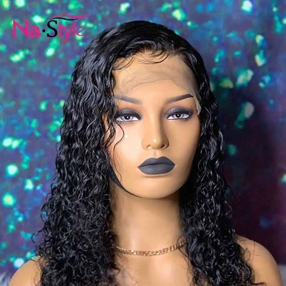 human lace front wigs water wave wigs for women black peruvian