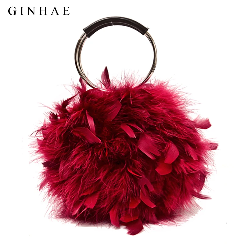 GINHAE Luxury Handbag Ostrich Feather Women Circular Bag Small Chain Shoulder Crossbody Bags For Women Evening Party Clutch Bags
GINHAE Luxury Handbag Ostrich Feather Women Circular Bag Small Chain Shoulder Crossbody Bags For Women Evening Party Clutch Bags