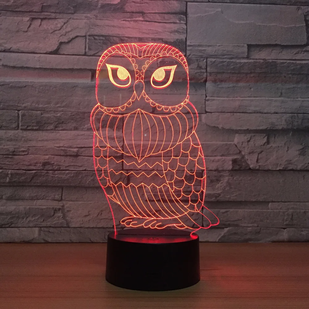 3D Lamp Cute Owl 7 Color Led Night Lamps for Kid Touch Led USB Table Lampara Baby Sleeping Nightlight Drop Ship Led With Sensor
3D Lamp Cute Owl 7 Color Led Night Lamps for Kid Touch Led USB Table Lampara Baby Sleeping Nightlight Drop Ship Led With Sensor