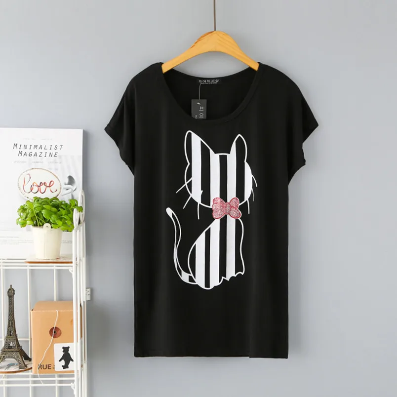 new 2019 spring summer Women tops tees t-shirts half sleeve Casual tunic basic shirt t shirt printing black cartoon cute cat
new 2019 spring summer Women tops tees t-shirts half sleeve Casual tunic basic shirt t shirt printing black cartoon cute cat