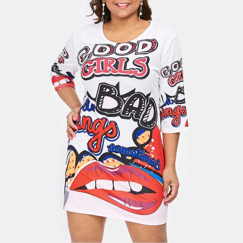 Wipalo Plus Size T Shirt Dress Women Funny Print Summer Dresses Cartoon Hip-Hop Lip Letters Dress Club Party Vestidos Robe
Wipalo Plus Size T Shirt Dress Women Funny Print Summer Dresses Cartoon Hip-Hop Lip Letters Dress Club Party Vestidos Robe