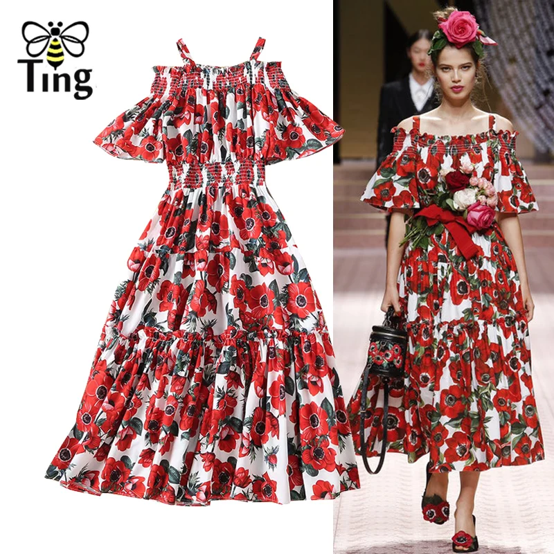 Tingfly 2019 Summer Runway Designer Floral Midi Dress Night Party Dresses Fashion Elastic Waist Tea-length Dress Casual Vestidos
Tingfly 2019 Summer Runway Designer Floral Midi Dress Night Party Dresses Fashion Elastic Waist Tea-length Dress Casual Vestidos