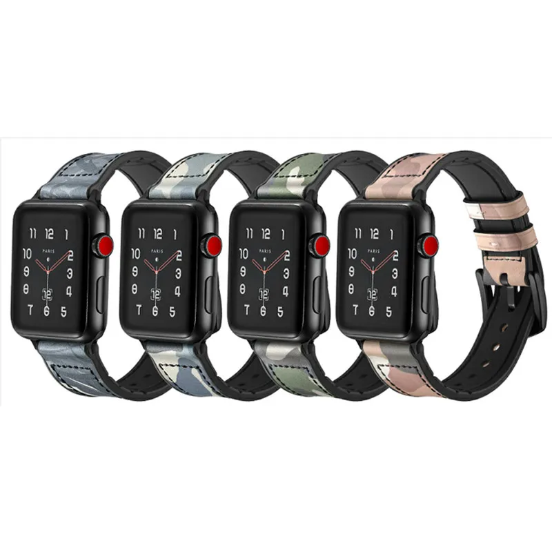 Silicone Genuine Leather Watchband For Apple Watch Series 4/3/2/1 Watch Band iWatch High Quality Camouflage Wrist Bracelet Strap 
Silicone Genuine Leather Watchband For Apple Watch Series 4/3/2/1 Watch Band iWatch High Quality Camouflage Wrist Bracelet Strap