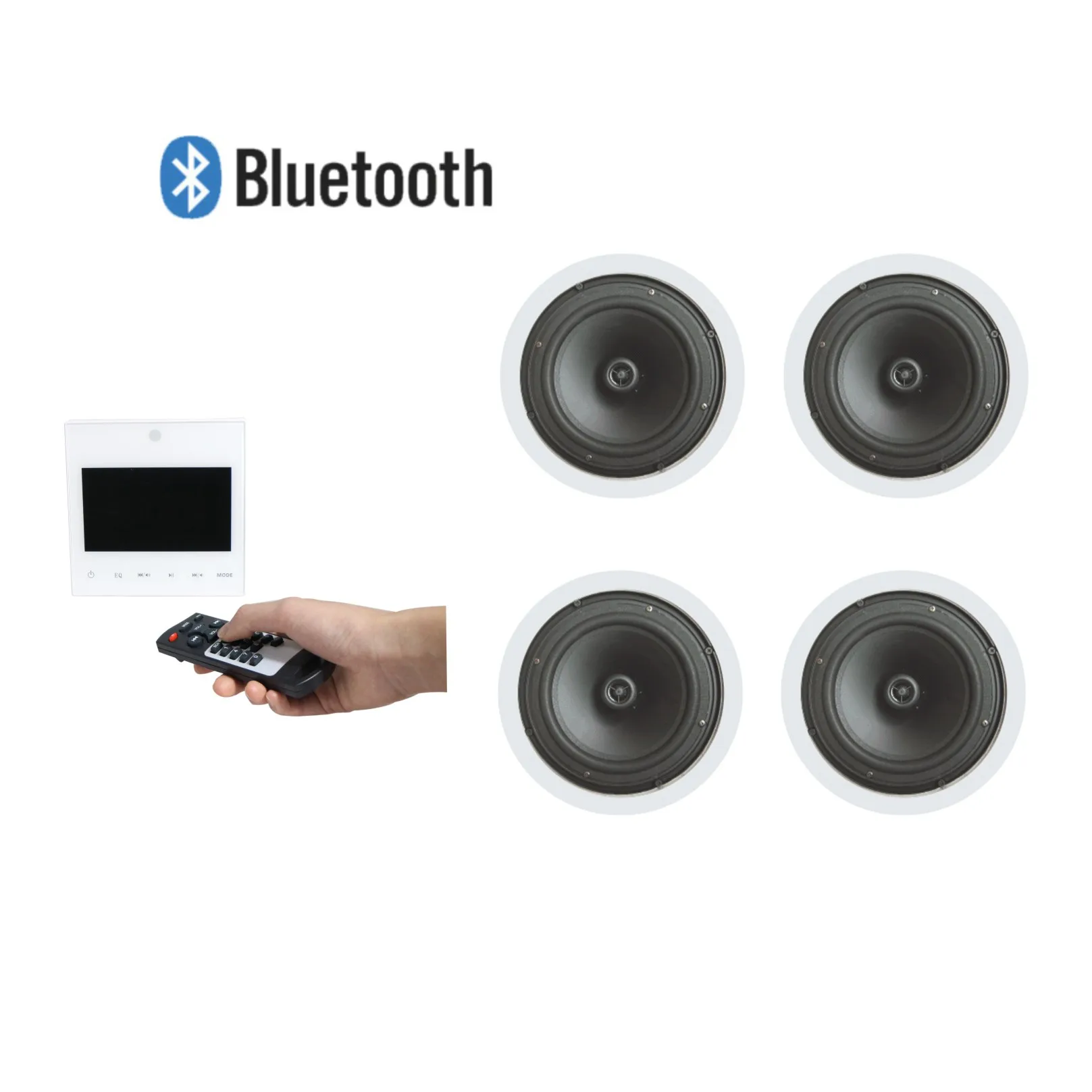 SH0013 Home audio 4x15W Wall-mounted Digital Amplifier with 4 pieces of 6inch ceiling speakers, Supports USB/SD/AUX/BT/FM
SH0013 Home audio 4x15W Wall-mounted Digital Amplifier with 4 pieces of 6inch ceiling speakers, Supports USB/SD/AUX/BT/FM