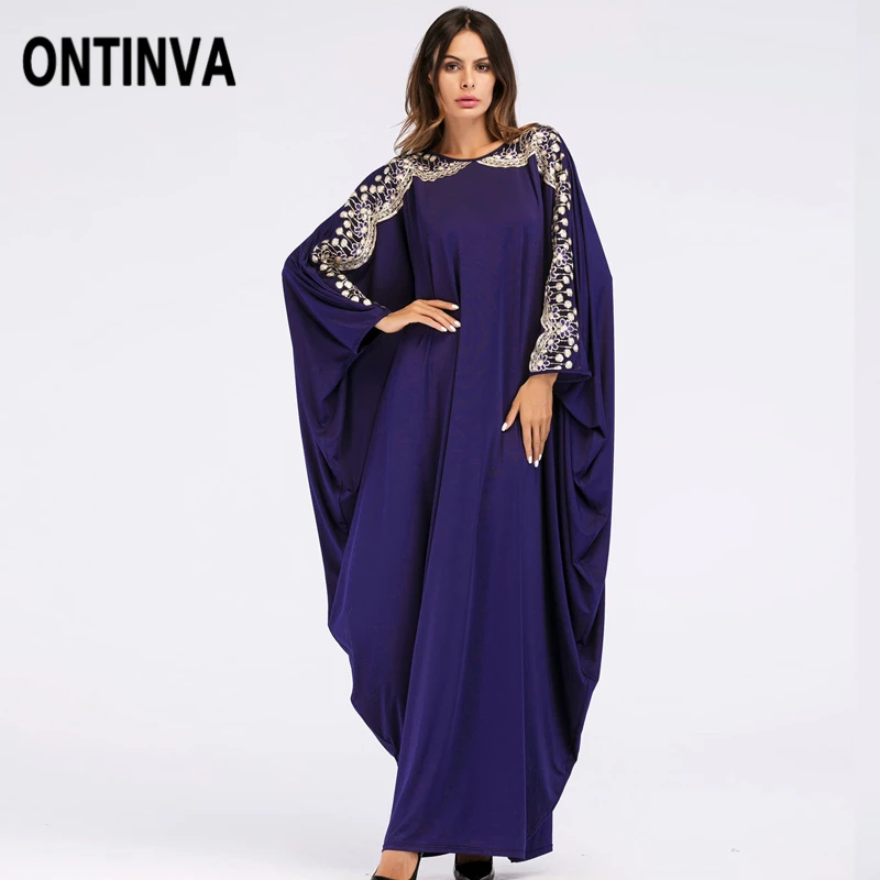 Women Oversized Bat Shape Dress Gowns Sequins Design Autumn 2019 Spring Navy Blue Robe Clothing Maxi Long Dresses Loose Vestido 
Women Oversized Bat Shape Dress Gowns Sequins Design Autumn 2019 Spring Navy Blue Robe Clothing Maxi Long Dresses Loose Vestido