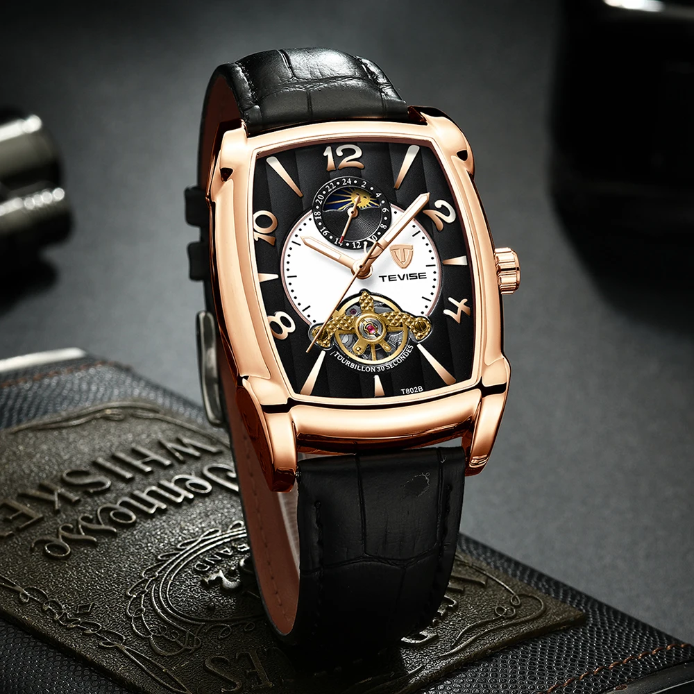 2019 TEVISE Mens Watches Moon Phase Tourbillon Mechanical Watch Men Leather Luminous Sport Wristwatch Relogio Masculino
2019 TEVISE Mens Watches Moon Phase Tourbillon Mechanical Watch Men Leather Luminous Sport Wristwatch Relogio Masculino