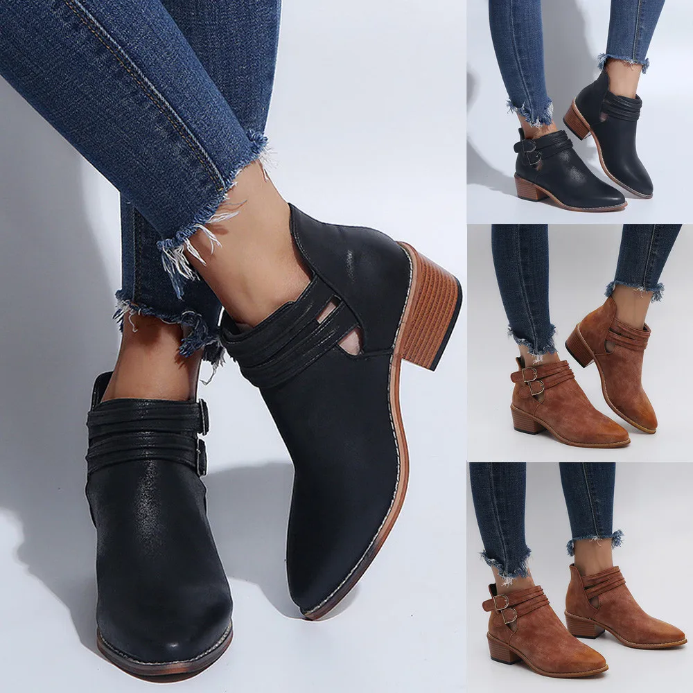 Women Autumn Winter Boots Ponited Toe Shoes Pure Color Booties Buckle Strap Square Heel Single Shoes Wedges Outdoor Warm Shoes
Women Autumn Winter Boots Ponited Toe Shoes Pure Color Booties Buckle Strap Square Heel Single Shoes Wedges Outdoor Warm Shoes