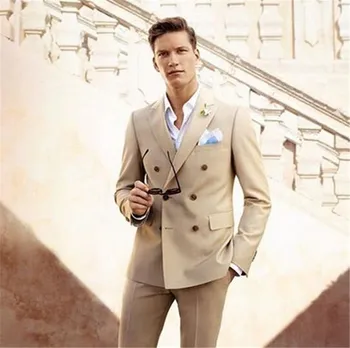 Double Breasted Beige Men Suit Groom Tuxedos Peak Lapel Mens Wedding Suits Formal Dress 2 Pcs (Jacket+Pants) Custom Made
Double Breasted Beige Men Suit Groom Tuxedos Peak Lapel Mens Wedding Suits Formal Dress 2 Pcs (Jacket+Pants) Custom Made