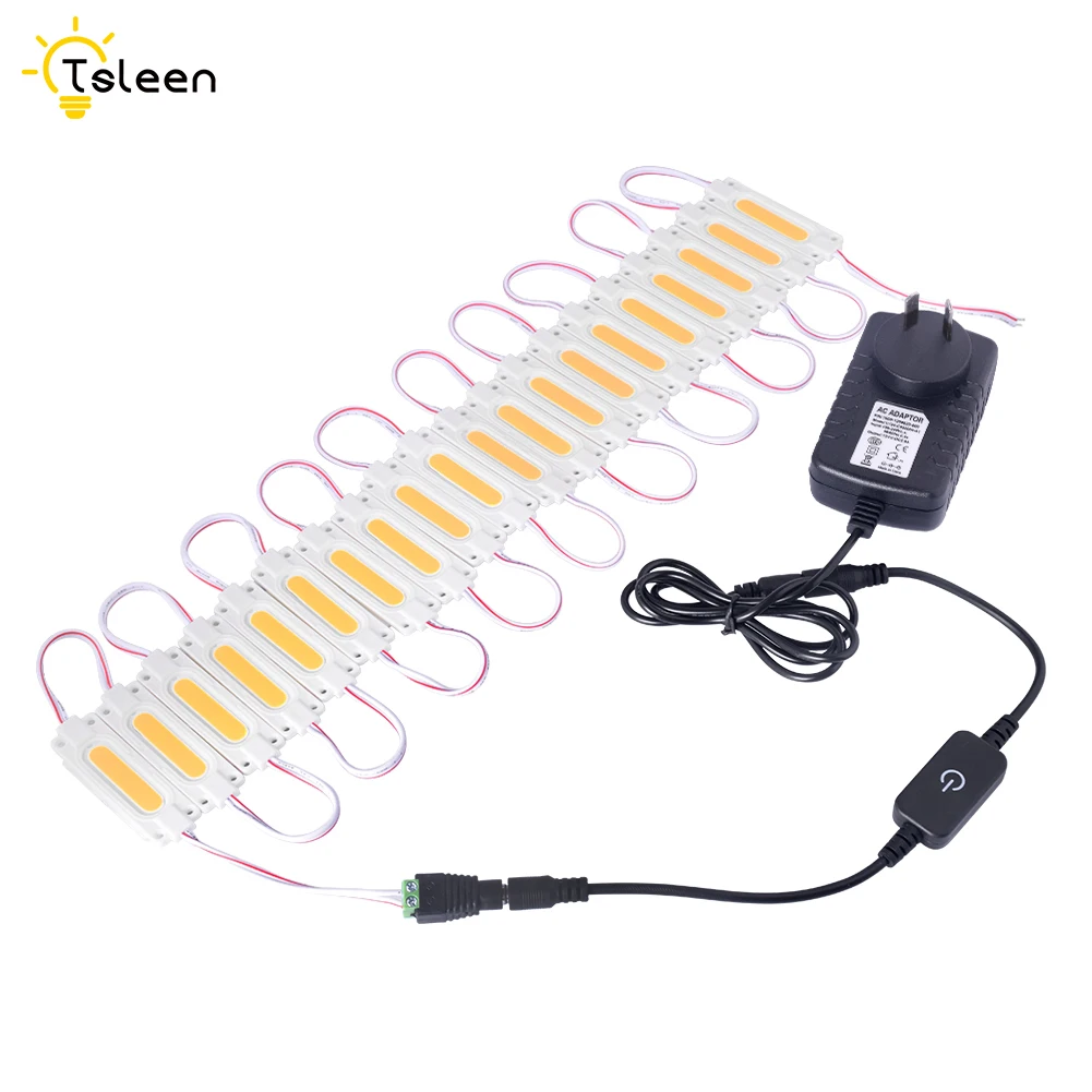 Waterproof DC 12V 20leds Colored COB Led Module Highlight Lamp + US/EU/UK/AU Power Adapter + Touch Switch + DC Connector
Waterproof DC 12V 20leds Colored COB Led Module Highlight Lamp + US/EU/UK/AU Power Adapter + Touch Switch + DC Connector