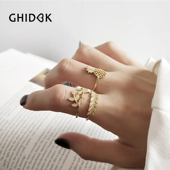 GHIDBK Cute 925 Sterling Silver Pineapple Leaf Rings For Women Simple Open Stackable Rings Anillos Mujer Minimalist Plants Rings
GHIDBK Cute 925 Sterling Silver Pineapple Leaf Rings For Women Simple Open Stackable Rings Anillos Mujer Minimalist Plants Rings