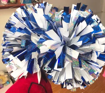 Cheerleader Pom poms 3/4"x 6" Metallic blue holograhpic /silver holgraphic baton handle
Cheerleader Pom poms 3/4"x 6" Metallic blue holograhpic /silver holgraphic baton handle