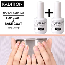 KADITION 15 мл клочки шерсти + Базовое покрытие Гель-лак Non-очищающий УФ финиш Гель-лак для ногтей, новый топ и Базовое покрытие гель, полирующие ср...(China)