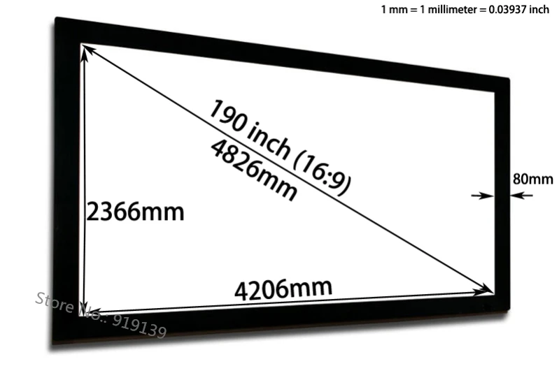 190 Inch Flat screen dimension