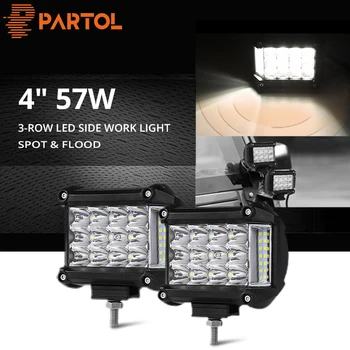 Partol 4" 57W LED Work Light Tri-Row Side-emitting Spot Flood Combo Beam Offroad 4WD 4x4 LED Bar for Pickup Camper Trailer 12V
Partol 4" 57W LED Work Light Tri-Row Side-emitting Spot Flood Combo Beam Offroad 4WD 4x4 LED Bar for Pickup Camper Trailer 12V