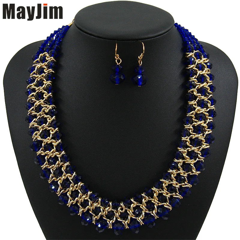 Statement necklace fashion jewelry sets Handmade big beads chain crystal dubai Vintage Bijoux Accessories | Украшения и