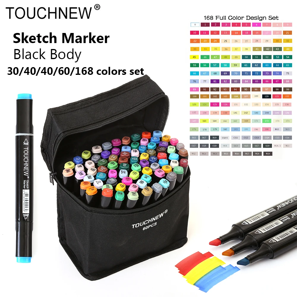 

Touchnew Marker 30/40/60/80 Colo Artist Painting Manga Marker Set Best For Dual Headed Graffit Sketch Alcohol Based Brush Marker