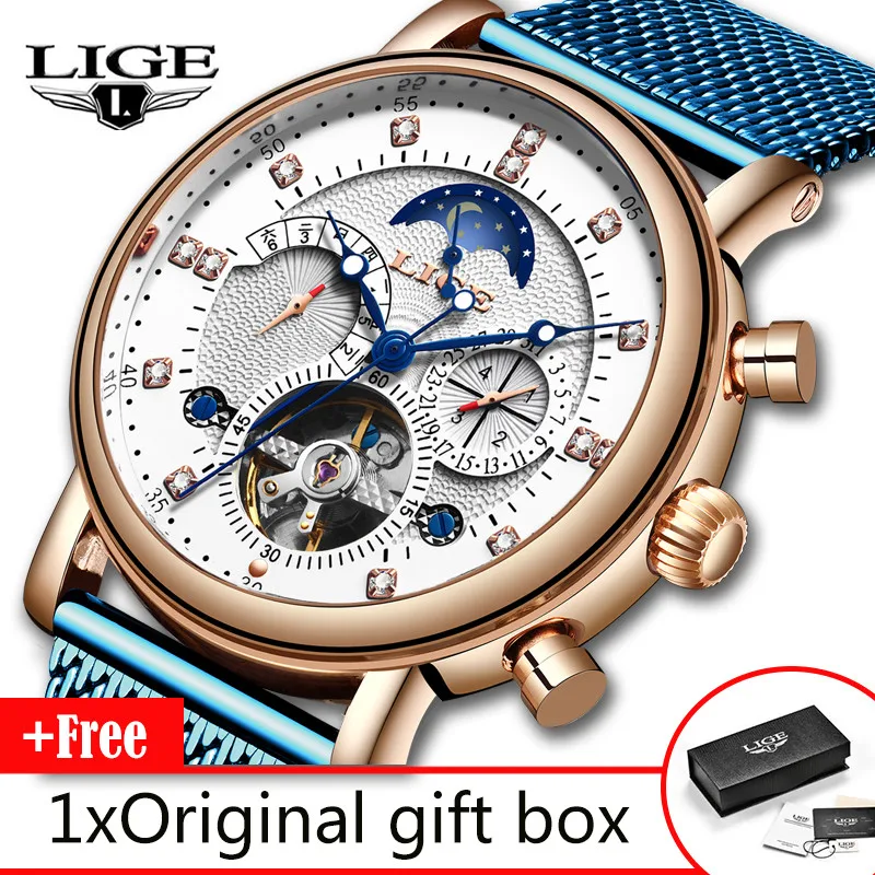 LIGE Men's Watches New Top Brand Luxury Fashion Sport Automatic Mechanical Watch Men Mesh Stainless Steel Clock Relogio Masculin
LIGE Men's Watches New Top Brand Luxury Fashion Sport Automatic Mechanical Watch Men Mesh Stainless Steel Clock Relogio Masculin