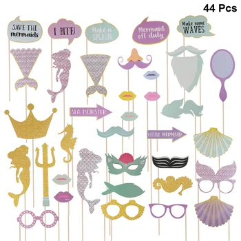 44pcs Mermaid Party Photo Booth Props Funny Shell Goatee Crown Glasses Decor Prop Set Selfie Props Photobooth For Summer Party
44pcs Mermaid Party Photo Booth Props Funny Shell Goatee Crown Glasses Decor Prop Set Selfie Props Photobooth For Summer Party