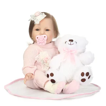 22inch soft Silicone Reborn Baby Dolls Toy Babies smiling girl luxury accessories princess doll bedtime toy gifts for sale
22inch soft Silicone Reborn Baby Dolls Toy Babies smiling girl luxury accessories princess doll bedtime toy gifts for sale