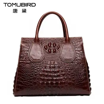 

TOMUBIRD new superior cowhide leather Classic Designer Embossed Crocodile Leather Tote Top Handle Handbags genuine leather bag