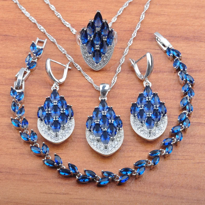Exquisite Blue Zirconia Crystal 925 Sterling Silver Jewelry Set For Women Earrings Necklace Pendant Rings Bracelet Set JS0588
Exquisite Blue Zirconia Crystal 925 Sterling Silver Jewelry Set For Women Earrings Necklace Pendant Rings Bracelet Set JS0588