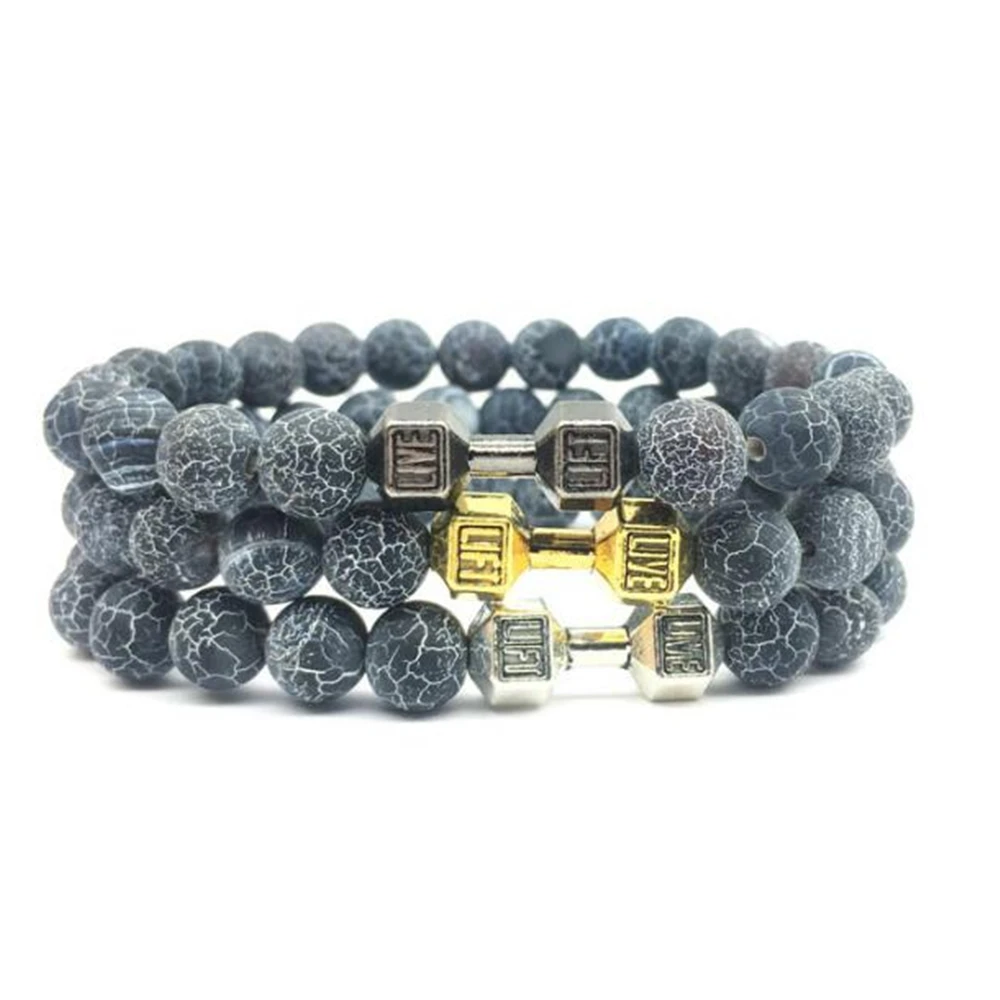 New arriver Black Weathered Natural Stone Bracelet 8mm beads Dumbbell Stretch Bracelet
New arriver Black Weathered Natural Stone Bracelet 8mm beads Dumbbell Stretch Bracelet