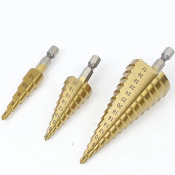 Hss Step Cone Taper Drill Bit Set Hole Cutter Metric 4-12/20/32mm 1/4" Titanium Coated Metal Hex Bits
Hss Step Cone Taper Drill Bit Set Hole Cutter Metric 4-12/20/32mm 1/4" Titanium Coated Metal Hex Bits