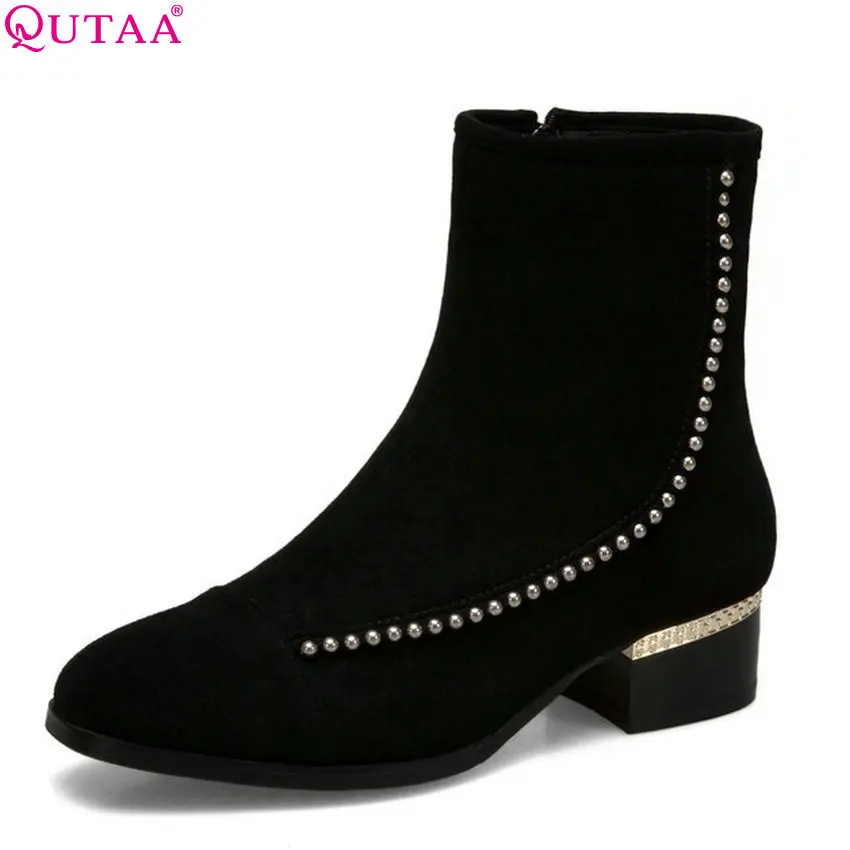 QUTAA 2019 Women Ankle Boots Flock Fashion Shoes Winter Boots Women Square Heel Ladies Shoes Women Motorcycle Boots Size 34-43
QUTAA 2019 Women Ankle Boots Flock Fashion Shoes Winter Boots Women Square Heel Ladies Shoes Women Motorcycle Boots Size 34-43