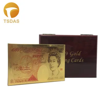 Free Shipping 88*57mm UK 50 Pounds Gold Playing Card, 24k Gold Poker Card With Wooden Box Family Party Gifts
Free Shipping 88*57mm UK 50 Pounds Gold Playing Card, 24k Gold Poker Card With Wooden Box Family Party Gifts