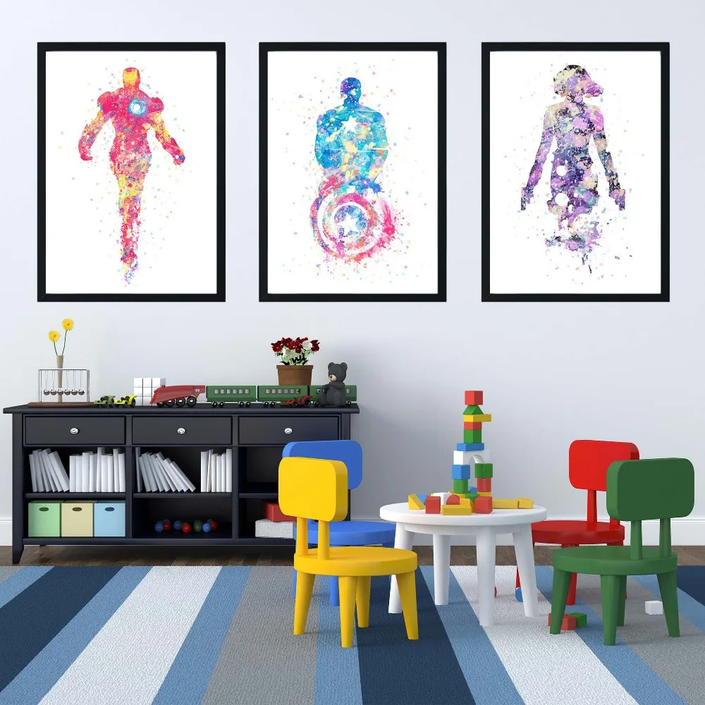 Watercolor Superhero Avengers Infinite War Batman Movie Poster Nordic Children's Room Home Decor Painting canvas painting K204
Watercolor Superhero Avengers Infinite War Batman Movie Poster Nordic Children's Room Home Decor Painting canvas painting K204
