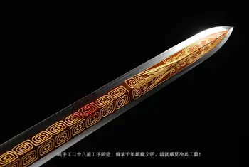 High Carbon Steel Gilt Blade Handmade Chinese WuShu/Kungfu Sword/Jian Tang Dynasty Style Pear wood Saya Battle Sword
High Carbon Steel Gilt Blade Handmade Chinese WuShu/Kungfu Sword/Jian Tang Dynasty Style Pear wood Saya Battle Sword