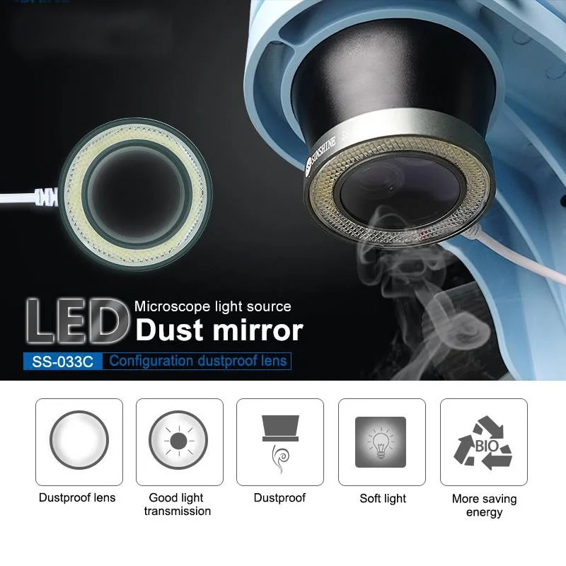 DIY SS-033C USB Adjustable brightness LED Round Light With UV Oil Smoke Dust Proof Mirror Microscope Dustproof for BGA IPHONE
DIY SS-033C USB Adjustable brightness LED Round Light With UV Oil Smoke Dust Proof Mirror Microscope Dustproof for BGA IPHONE
