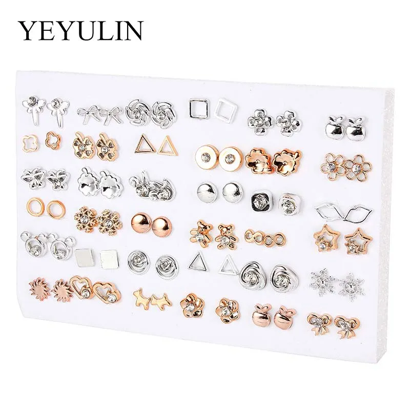 36 Pairs Gold Silver Colorful Rhinestone Hollow Flower Cute Bear Animals Mix Style Stud Earrings Set For Women Girls Jewelry
36 Pairs Gold Silver Colorful Rhinestone Hollow Flower Cute Bear Animals Mix Style Stud Earrings Set For Women Girls Jewelry