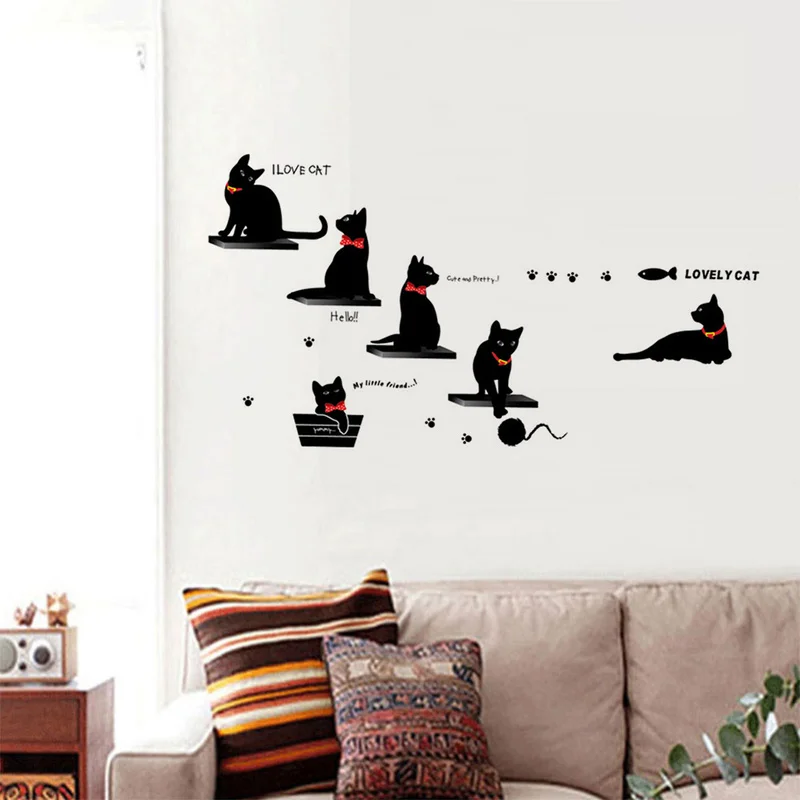 Vinyl Wall Stickers Wallpaper Cartoon Decoration Poster Complements Animal Black Cat Family Living Room Sofa Wall Decals Home
Vinyl Wall Stickers Wallpaper Cartoon Decoration Poster Complements Animal Black Cat Family Living Room Sofa Wall Decals Home